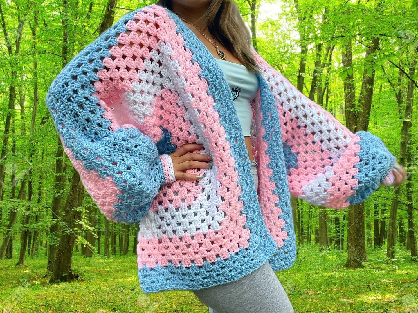 Trans Pride Oversized Crochet Cardigan